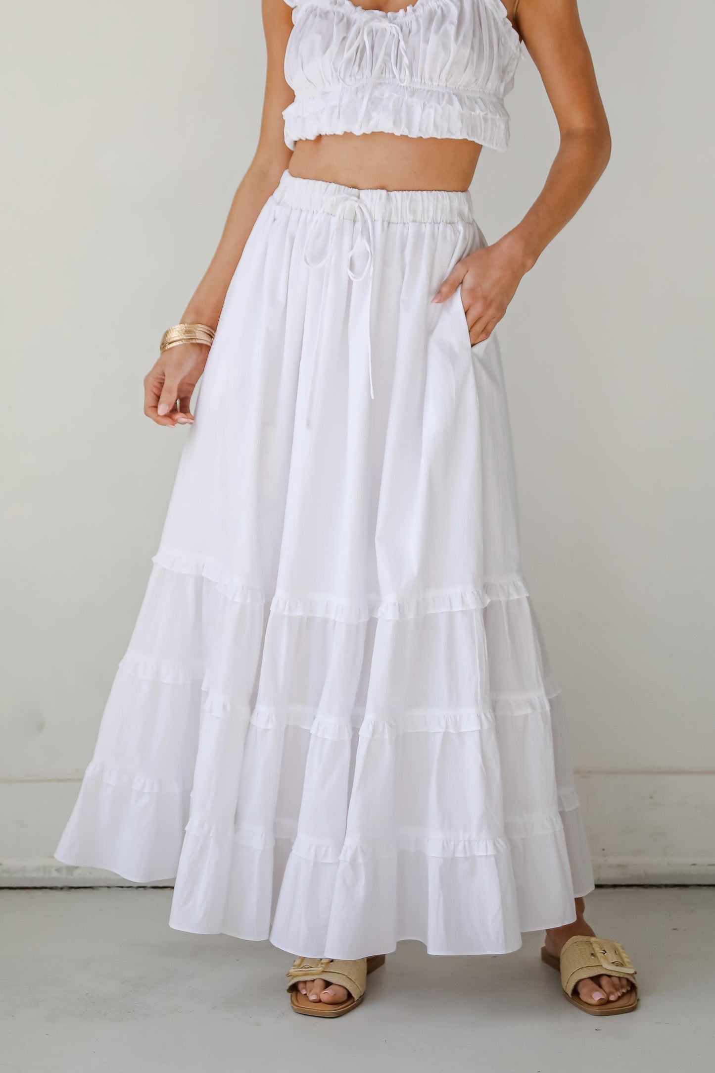 FINAL SALE - Oh-So-Darling White Ruffle Maxi Skirt