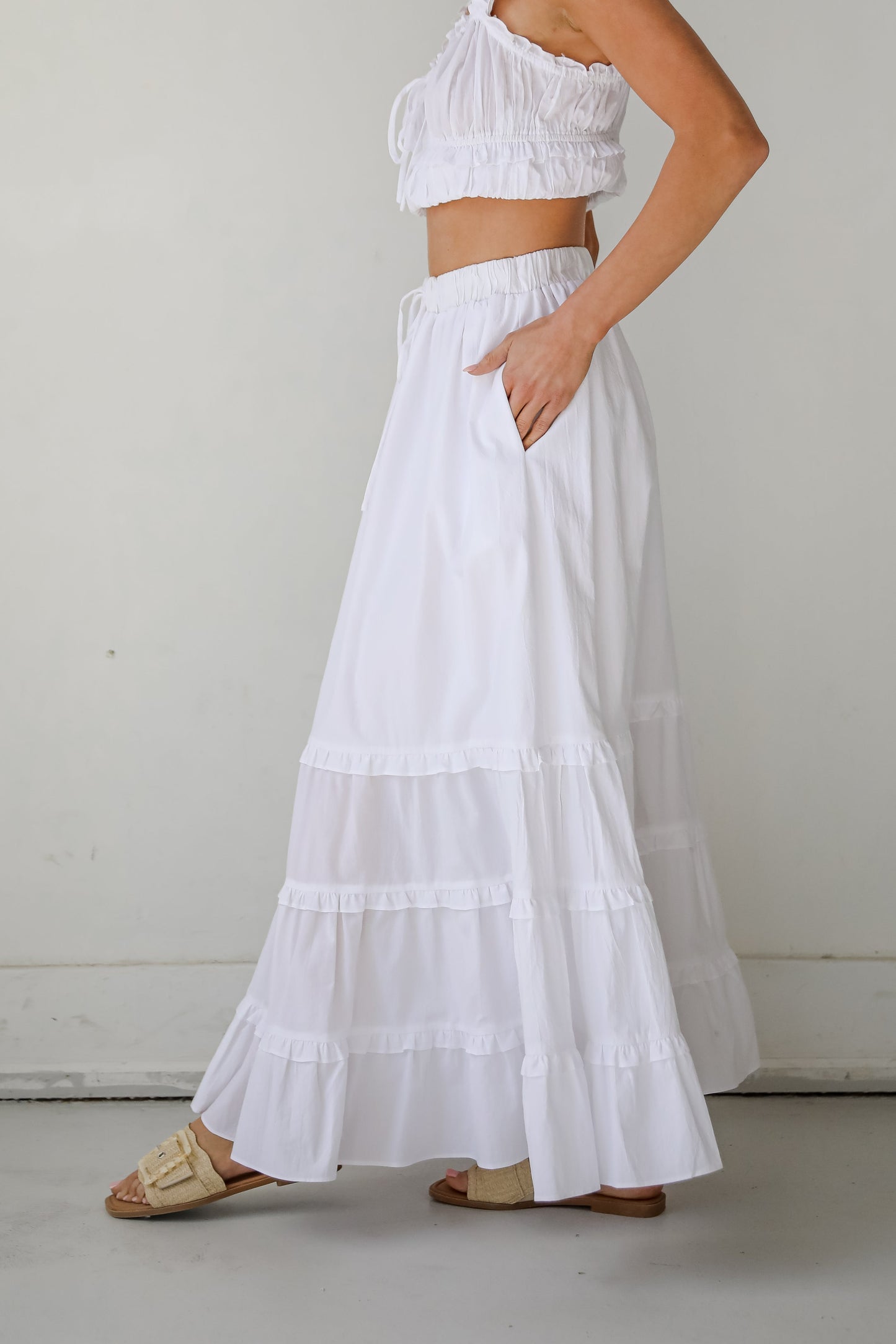 FINAL SALE - Oh-So-Darling White Ruffle Maxi Skirt