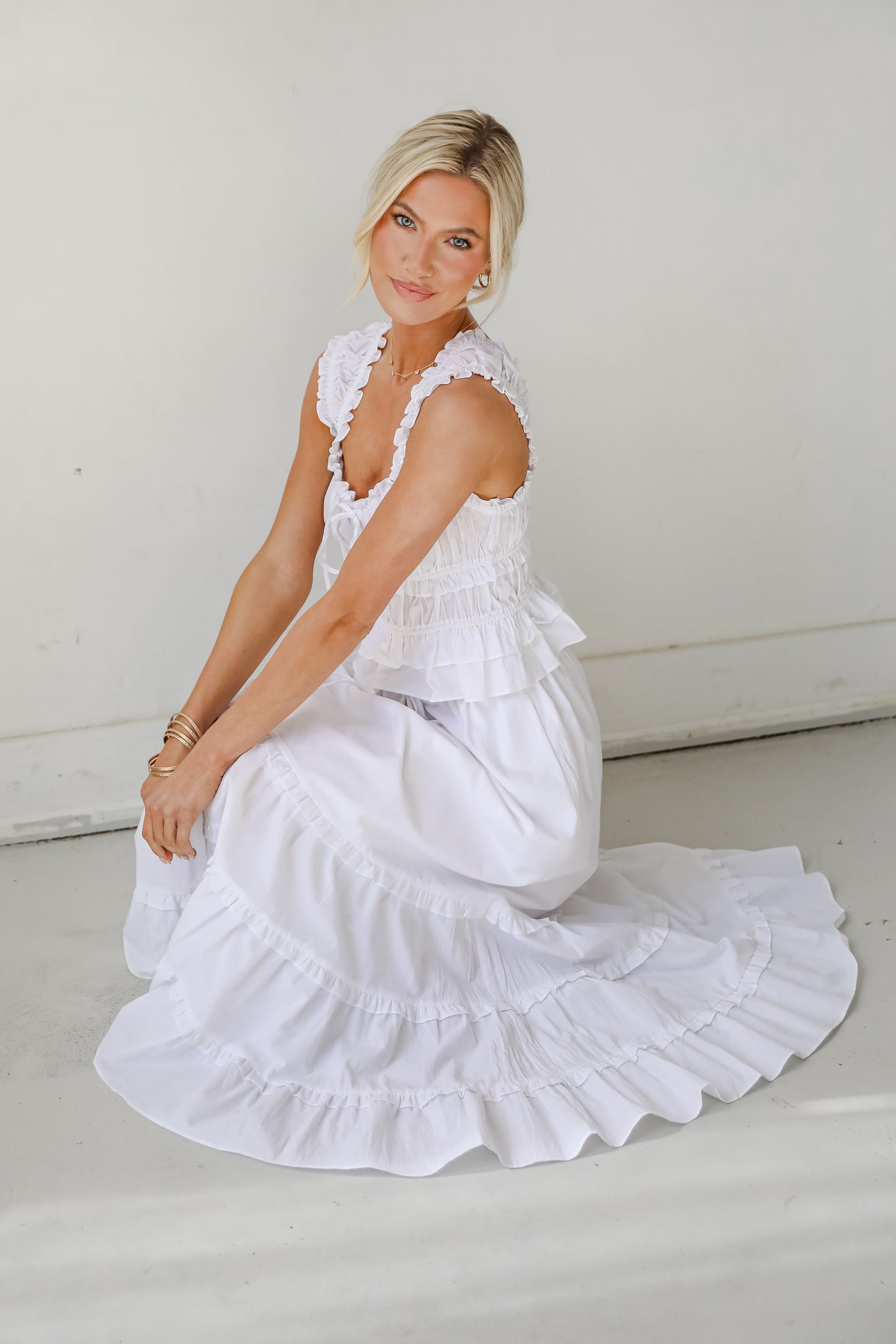 FINAL SALE - Oh-So-Darling White Ruffle Maxi Skirt