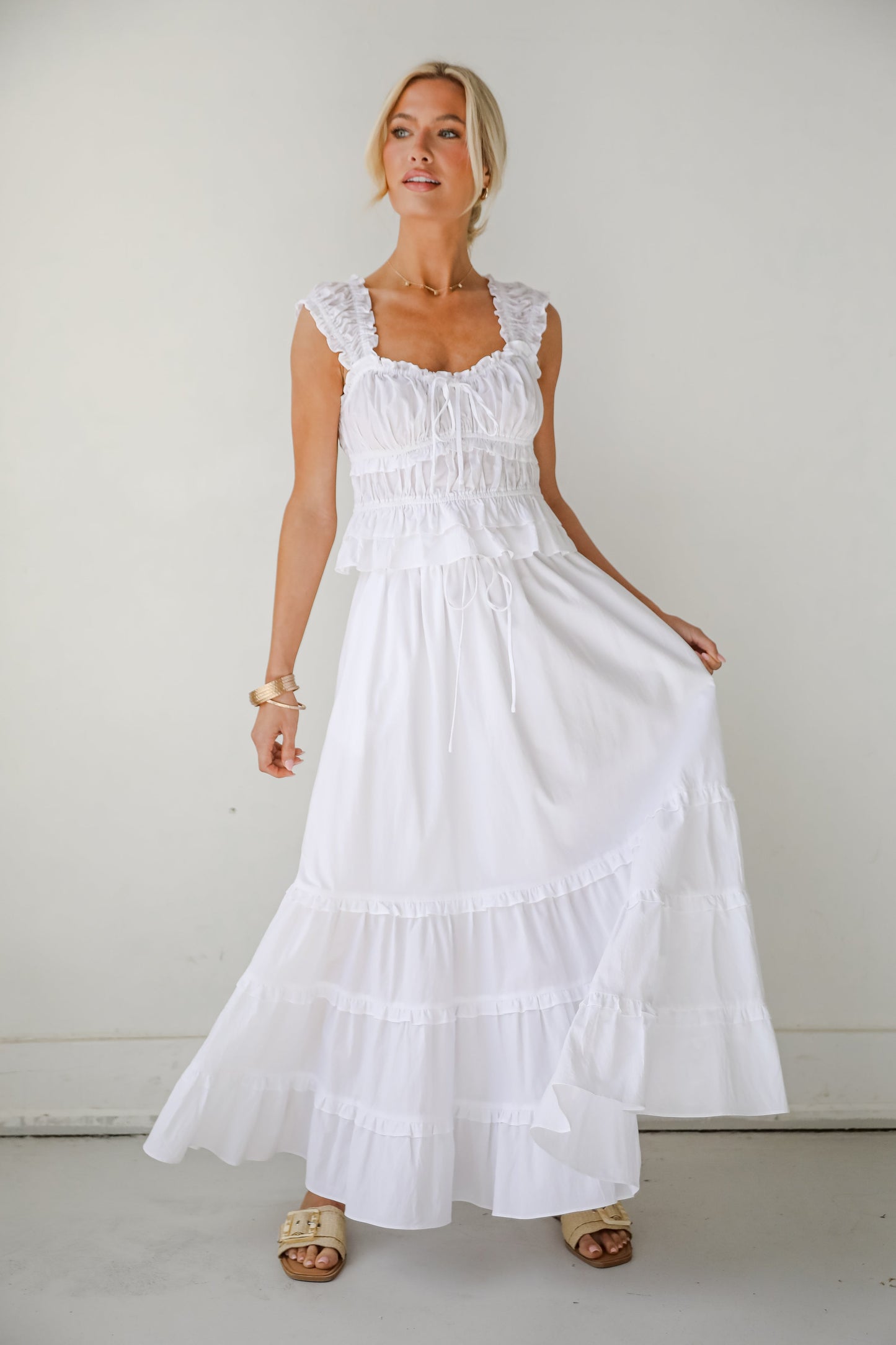 FINAL SALE - Oh-So-Darling White Ruffle Maxi Skirt