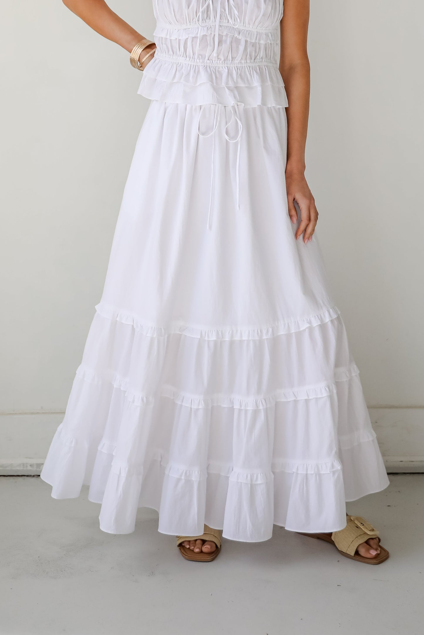 FINAL SALE - Oh-So-Darling White Ruffle Maxi Skirt
