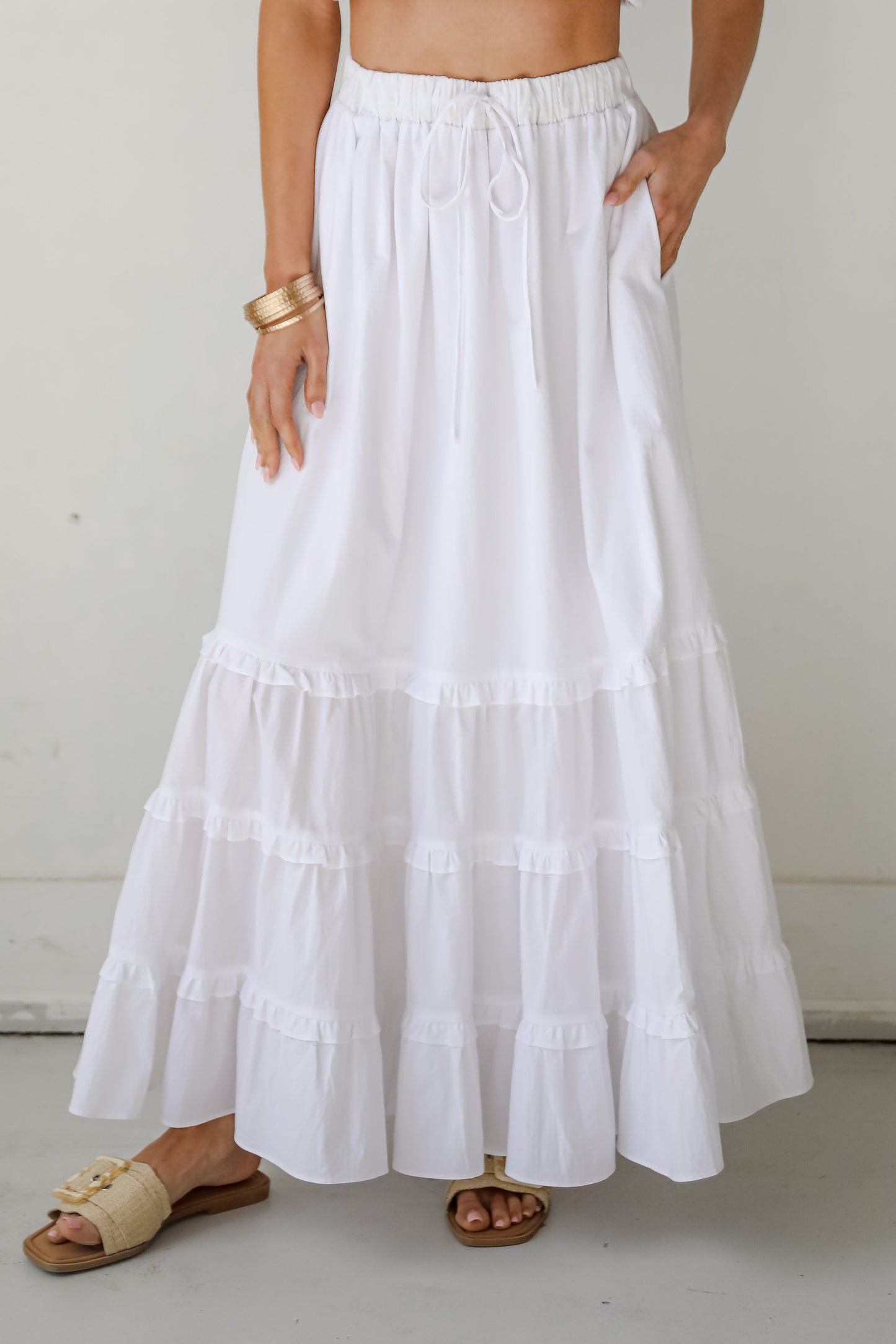 FINAL SALE - Oh-So-Darling White Ruffle Maxi Skirt