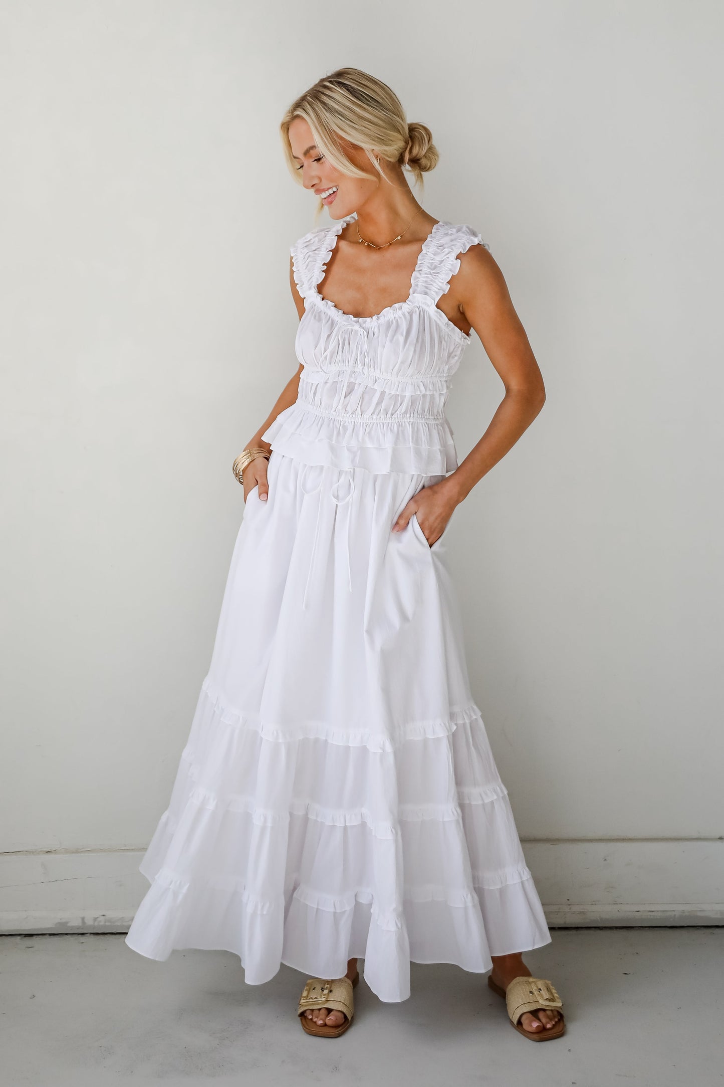 FINAL SALE - Oh-So-Darling White Ruffle Maxi Skirt