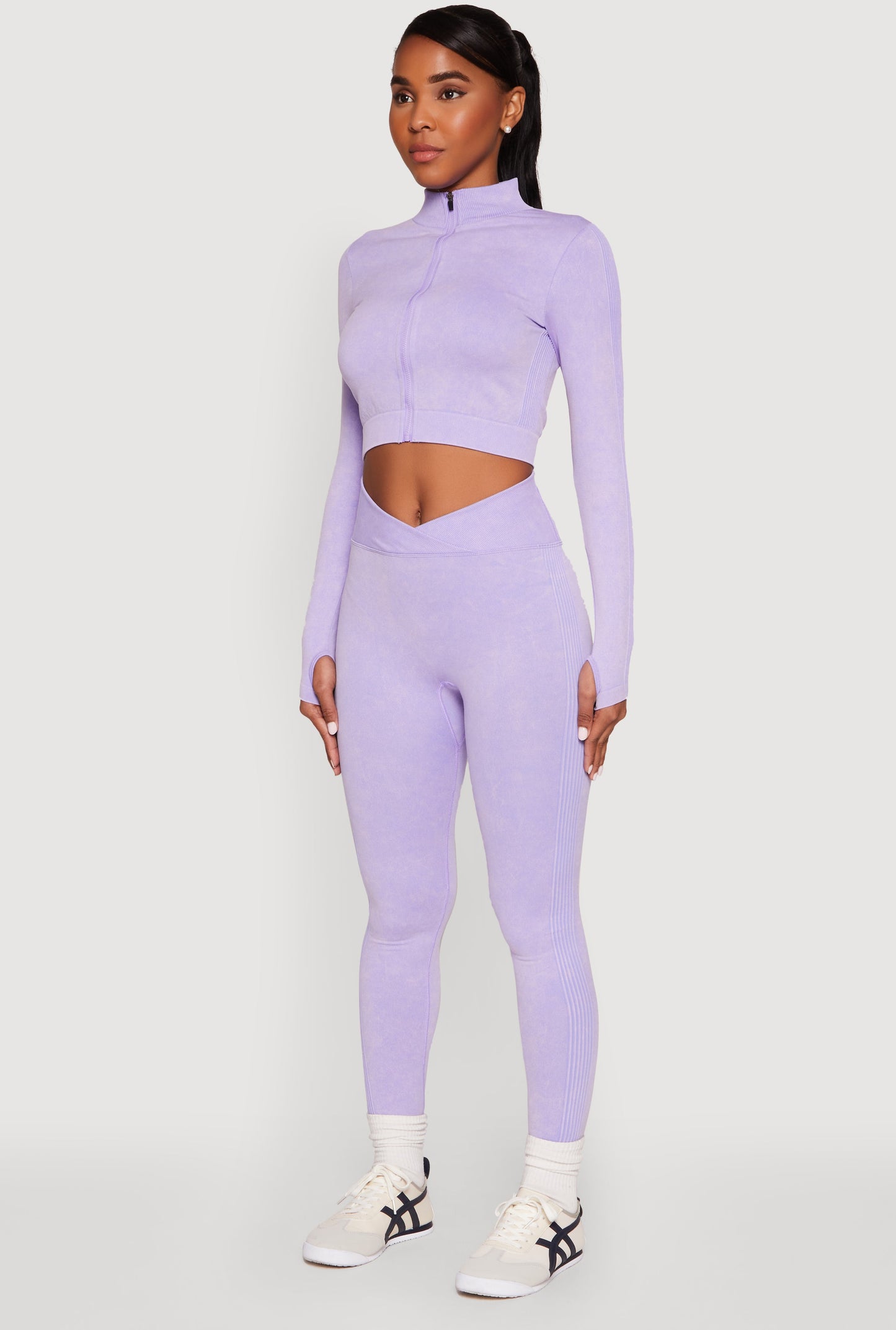 Seamless Mineral Wash Crop Track Jacket