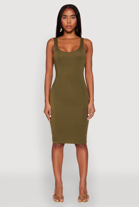 Scoop Neck Midi Tank Dress