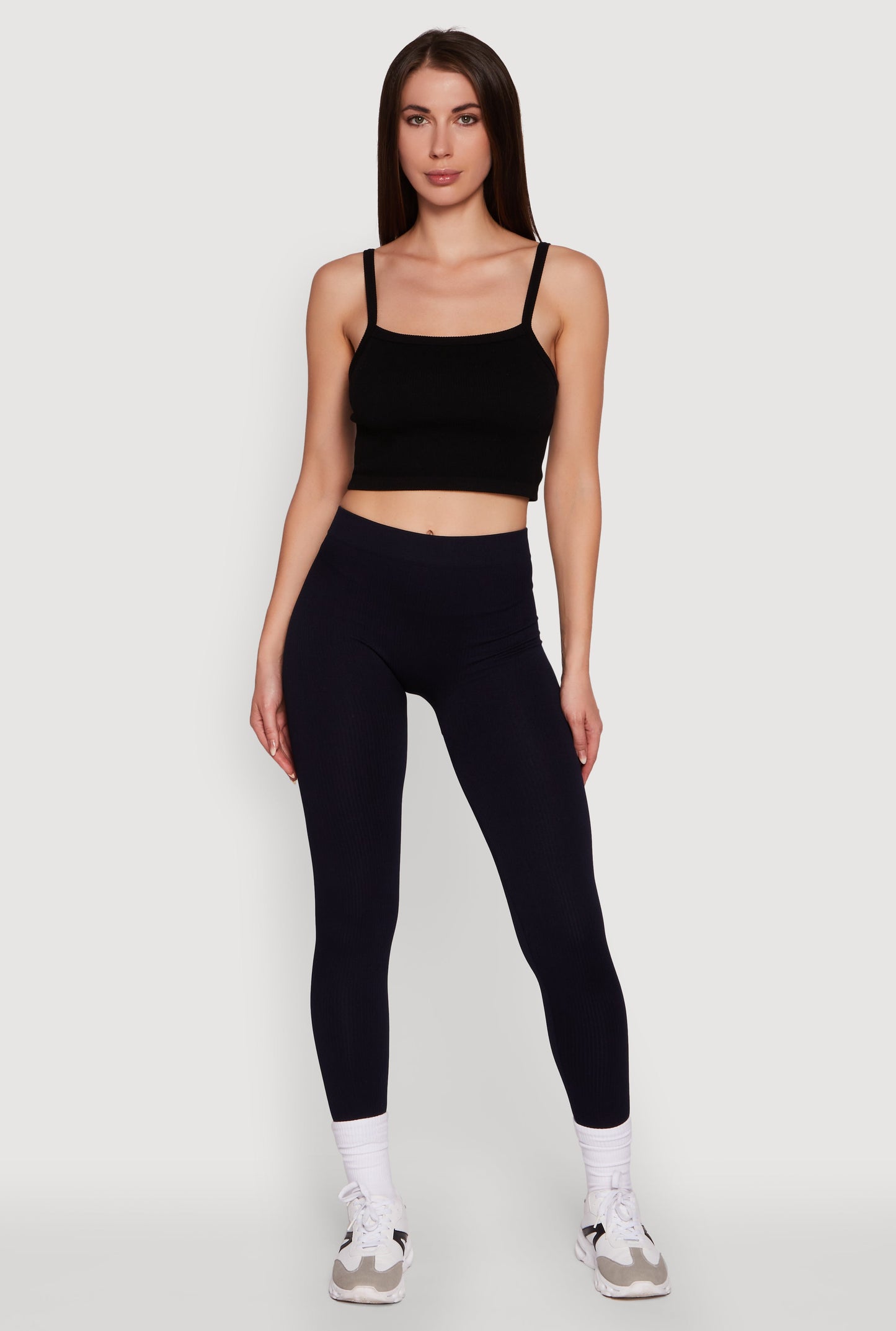 Trendy Rib Knit High Waisted Leggings