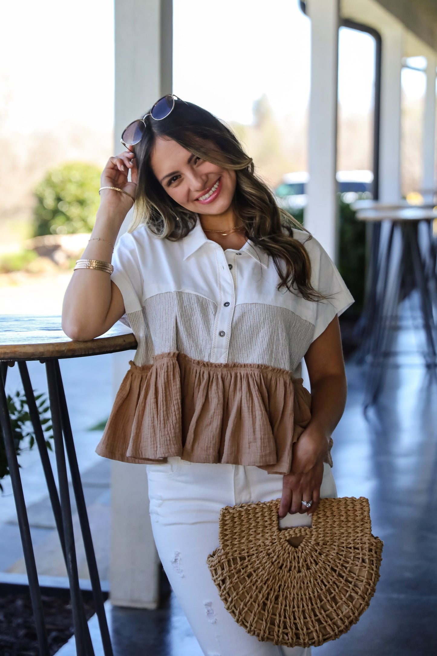 Tiers To Summer Off White Color Block Blouse