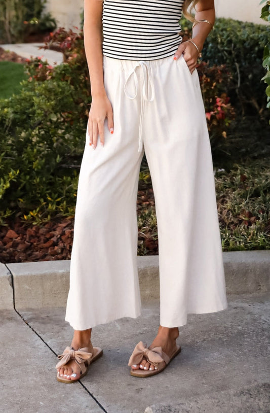 Beach Days Oatmeal Linen Pants