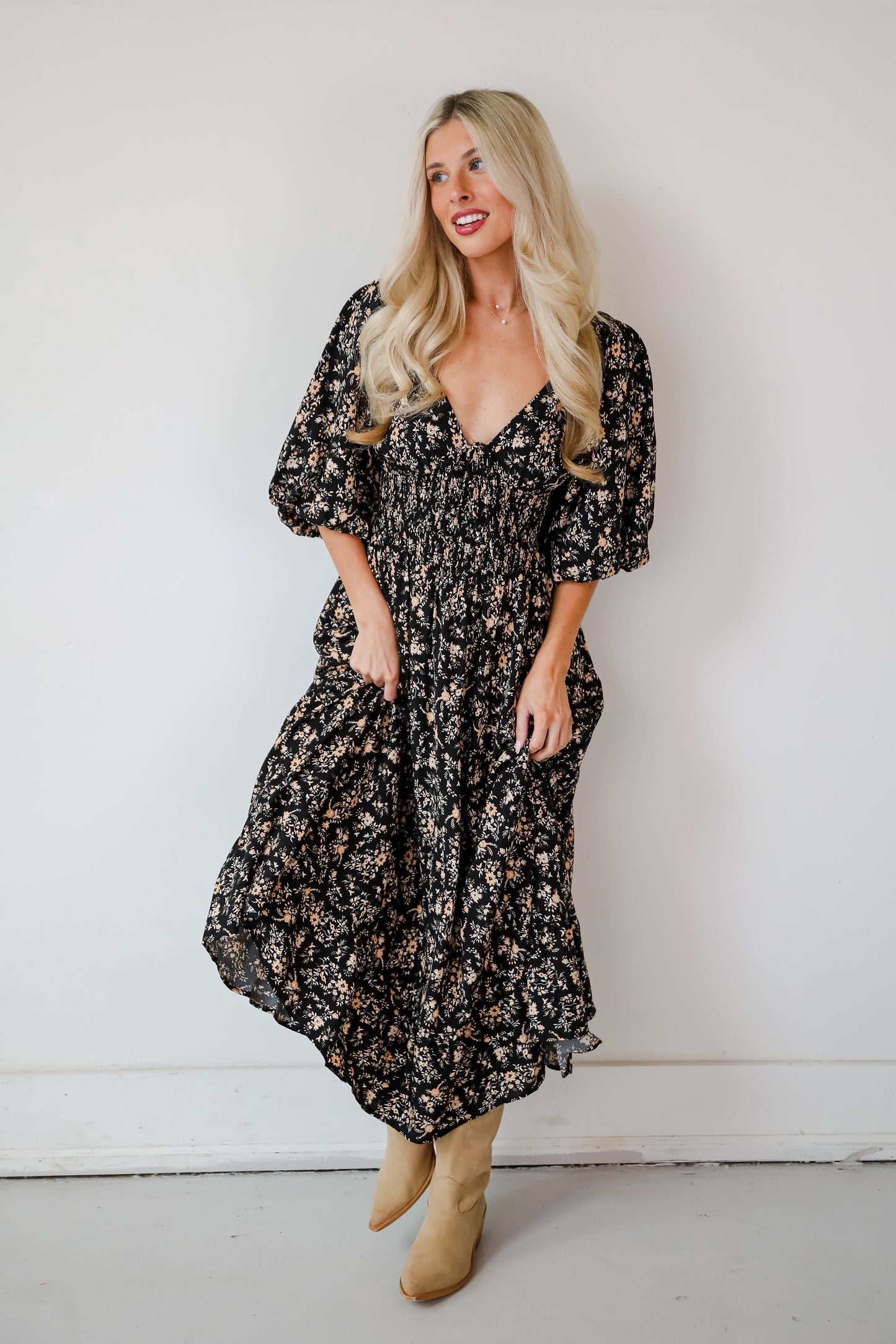 FINAL SALE - Meet For Tea Black Floral Maxi Dress