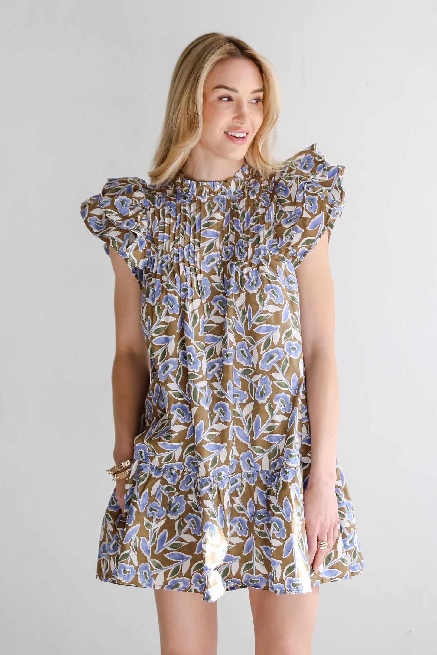 FINAL SALE - Garden Romance Blue Floral Mini Dress