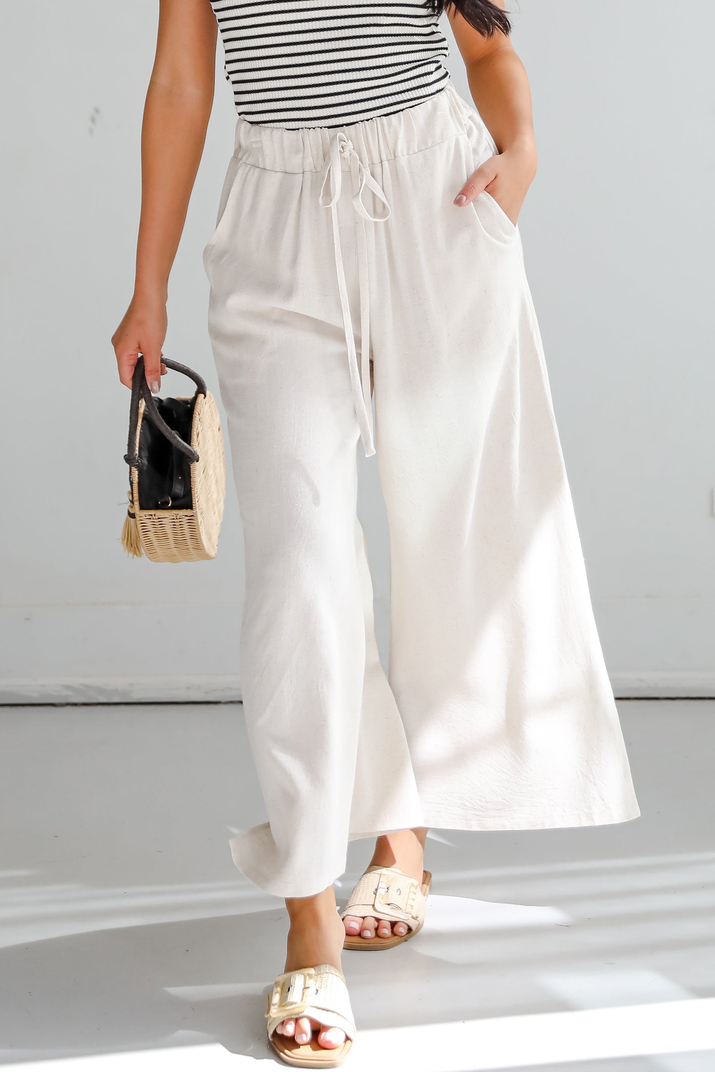 Beach Days Oatmeal Linen Pants