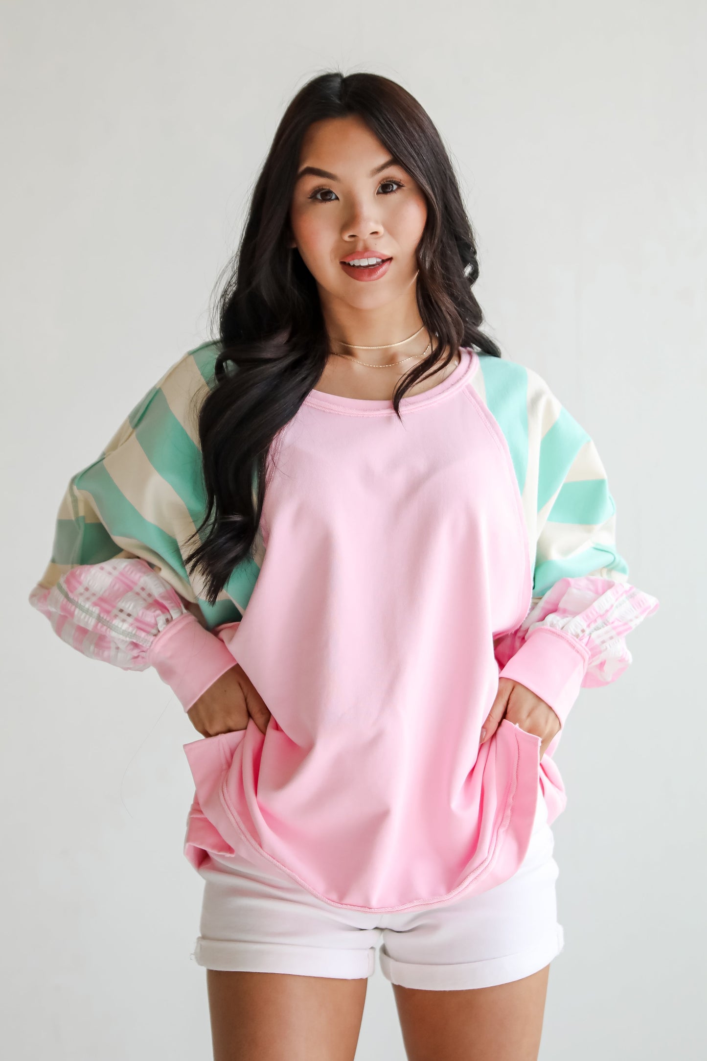 FINAL SALE - Made For You Pink Color Block Top