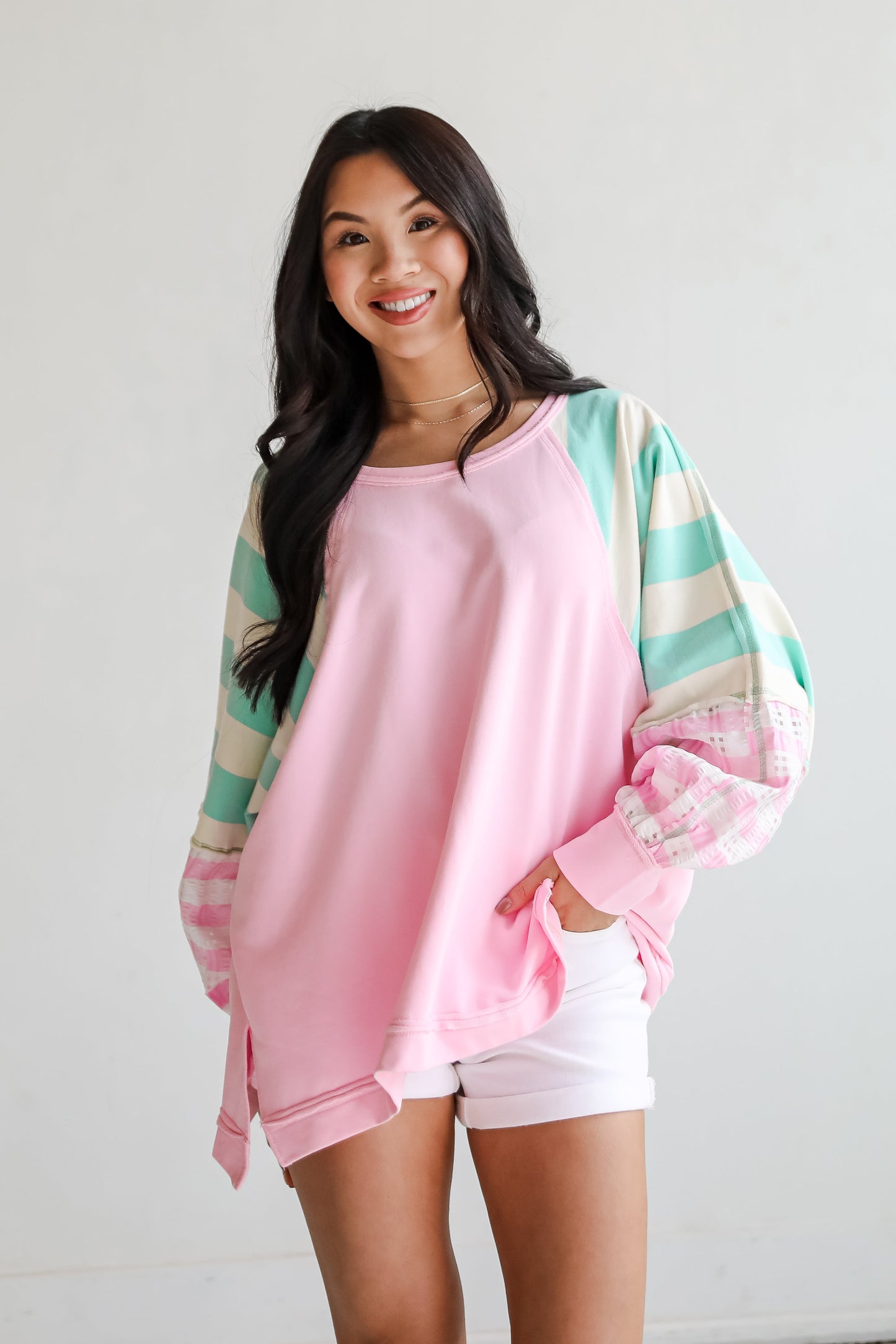 FINAL SALE - Made For You Pink Color Block Top