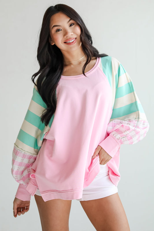 FINAL SALE - Made For You Pink Color Block Top