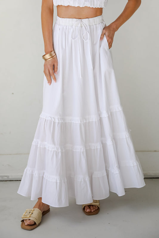 FINAL SALE - Oh-So-Darling White Ruffle Maxi Skirt